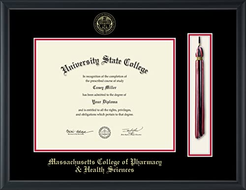 Massachusetts College of Pharmacy & Health Sciences - Officially Licensed - Gold Embossed Tassel Diploma Frame - Document Size 12.5" x 10"