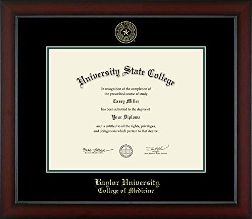 Baylor University College of Medicine - Officially Licensed - Gold Embossed Diploma Frame - Document Size 14" x 11"