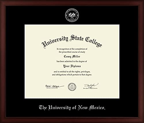 The University of New Mexico - Officially Licensed - Fall 2020 to Present PhD - Silver Embossed Diploma Frame - Document Size 14" x 11"