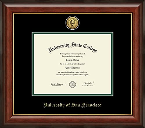 University of San Francisco - Officially Licensed - Gold Medallion Diploma Frame - Document Size 9" x 7"