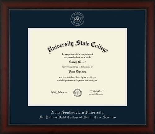 Nova Southeastern University Dr. Pallavi Patel College of Health Care Sciences - Officially Licensed - Silver Embossed Diploma Frame - Document Size 14" x 11"