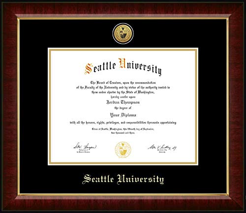 Church Hill Classics Seattle University - Gold Engraved Medallion - Featuring Murano Moulding - Officially Licensed - Diploma Size 11" x 8.5"