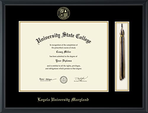 Loyola University Maryland - Officially Licensed - Gold Embossed Tassel Diploma Frame - Document Size 14" x 11"