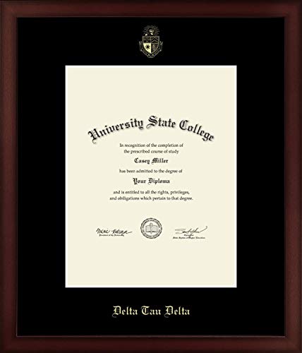 Delta Tau Delta Fraternity - Officially Licensed - Gold Embossed Certificate Frame - Document Size 8.5" x 11"