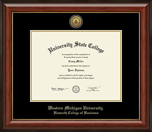 Western Michigan University Haworth College of Business - Officially Licensed - Gold Medallion Diploma Frame - Document Size 11" x 8.5"