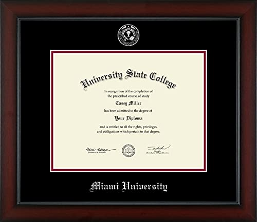 Miami University - Officially Licensed - Bachelor's/Master's/Pre-2014 PhD - Silver Embossed Diploma Frame - Document Size 11" x 8.5"