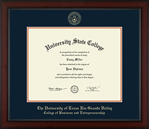 The University of Texas Rio Grande Valley College of Business and Entrepreneurship - Officially Licensed - Gold Embossed Diploma Frame - Document Size 14" x 11"