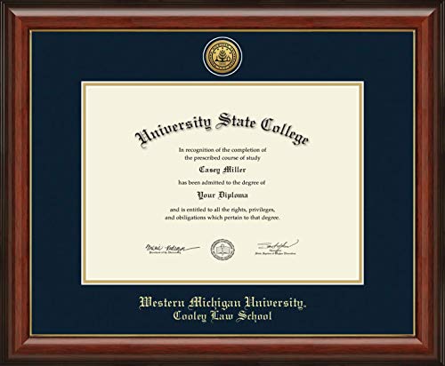 Western Michigan University Cooley Law School - Officially Licensed - Gold Medallion Diploma Frame - Document Size 22" x 15.75"