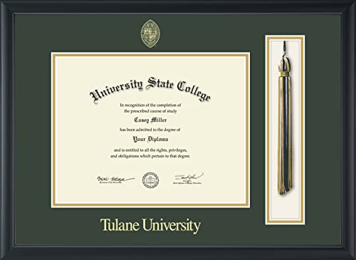 Tulane University - Officially Licensed - Gold Embossed Tassel Diploma Frame - Document Size 11" x 8.5"