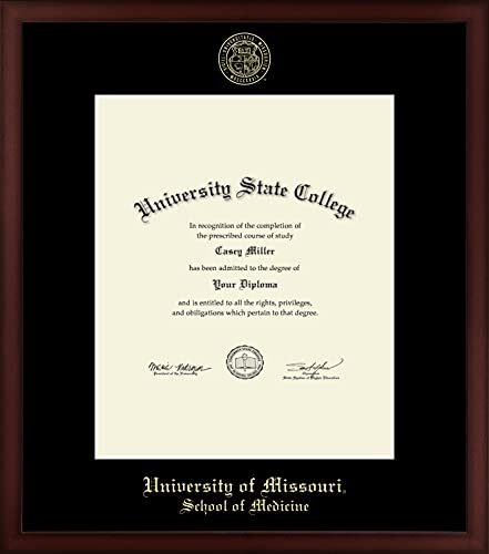 University of Missouri Columbia School of Medicine - Officially Licensed - Pre-Spring 2021 PhD - Gold Embossed Diploma Frame - Document Size 14" x 17"