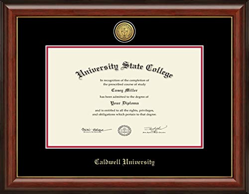 Caldwell University - Officially Licensed - PhD - Gold Medallion Diploma Frame - Document Size 17" x 11"