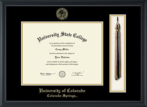 University of Colorado Colorado Springs - Officially Licensed - Gold Embossed Tassel Diploma Frame - Document Size 11" x 8.5"