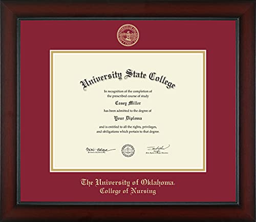 The University of Oklahoma College of Nursing - Officially Licensed - Gold Embossed Diploma Frame - Document Size 11" x 8.5"