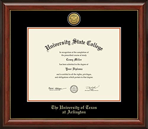 The University of Texas at Arlington - Officially Licensed - Gold Medallion Diploma Frame - Document Size 14" x 11"