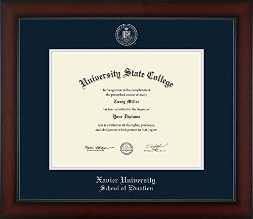 Xavier University School of Education - Officially Licensed - Bachelor's/Master's - Silver Embossed Diploma Frame - Document Size 11" x 8.5"