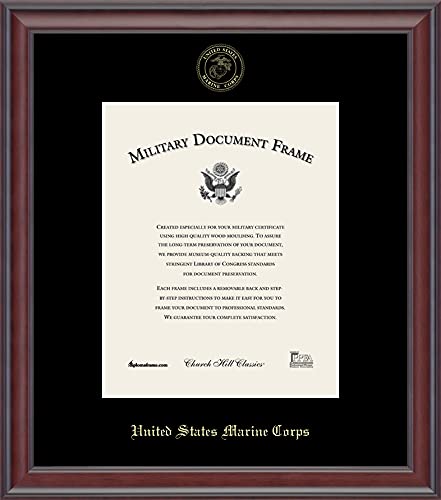 Church Hill Classics United States Marine Corps Certificate Frame - Featuring Studio Moulding - Vertical Orientation - Officially Licensed - Document Size 8" x 10"