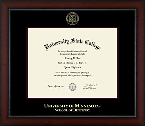 University of Minnesota Twin Cities School of Dentistry - Officially Licensed - Gold Embossed Diploma Frame - Document Size 14" x 11"