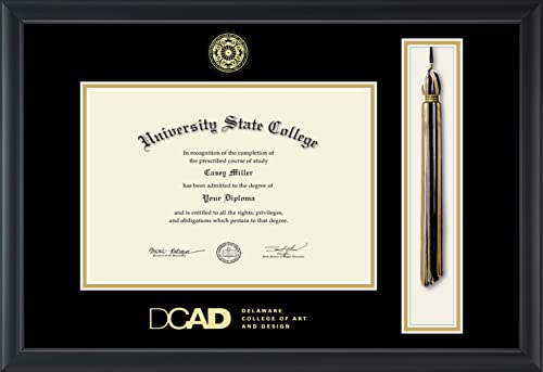 Delaware College of Art and Design - Officially Licensed - Gold Embossed Tassel Diploma Frame - Document Size 10.5" x 7.25"