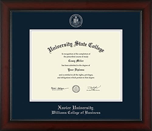 Xavier University Williams College of Business - Officially Licensed - Bachelor's/Master's - Silver Embossed Diploma Frame - Document Size 11" x 8.5"