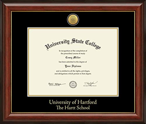 University of Hartford The Hartt School - Officially Licensed - Gold Medallion Diploma Frame - Document Size 12" x 9"