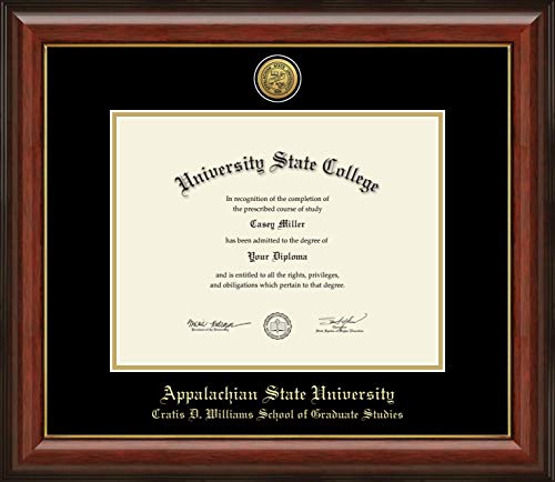 Appalachian State University Cratis D. Williams School of Graduate Studies - Officially Licensed - Gold Medallion Diploma Frame - Document Size 11" x 8.5"