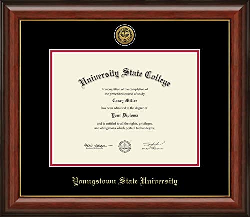 Youngstown State University - Officially Licensed - Gold Medallion Diploma Frame - Document Size 11" x 8.5"