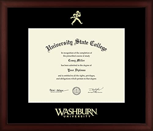 Washburn University - Officially Licensed - Gold Embossed Diploma Frame - Document Size 11" x 8.5"