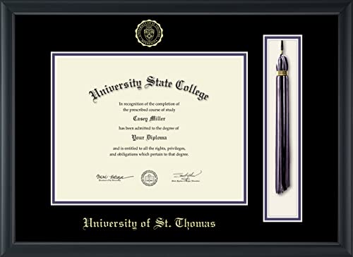 University of St. Thomas - Officially Licensed - Bachelor's - Gold Embossed Tassel Diploma Frame - Document Size 11" x 8.5"