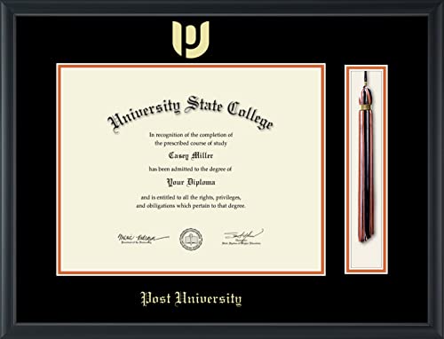 Post University - Officially Licensed - Gold Embossed Tassel Diploma Frame - Document Size 14" x 11"