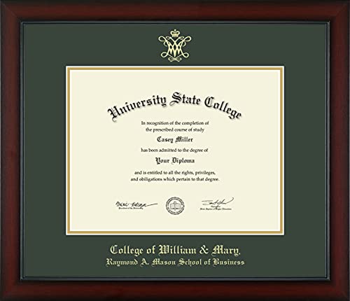 College of William & Mary Raymond A. Mason School of Business - Officially Licensed - Gold Embossed Diploma Frame - Document Size 13" x 10"