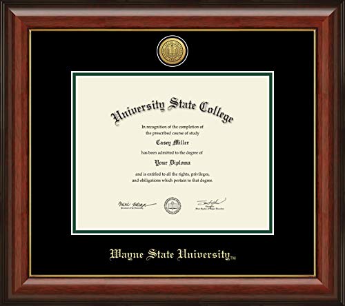 Wayne State University - Officially Licensed - Gold Medallion Diploma Frame - Document Size 10" x 8"