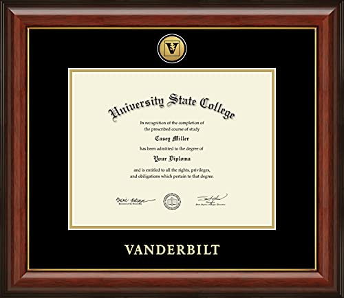 Vanderbilt University - Officially Licensed - Gold Medallion Diploma Frame - Document Size 11" x 8.5"