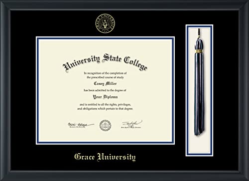 Grace University - Officially Licensed - Gold Embossed Tassel Diploma Frame - Document Size 11" x 8.5"