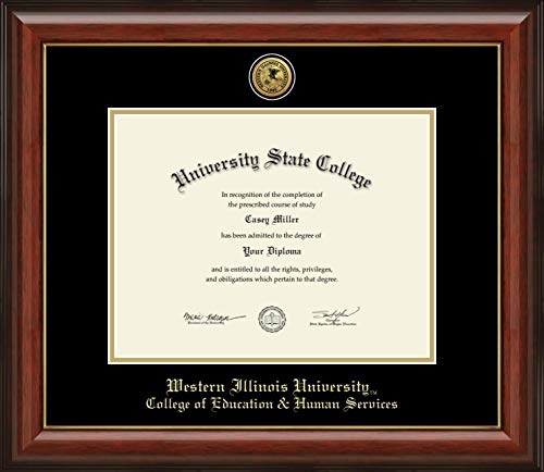 Western Illinois University College of Education & Human Services - Officially Licensed - Gold Medallion Diploma Frame - Document Size 11" x 8.5"