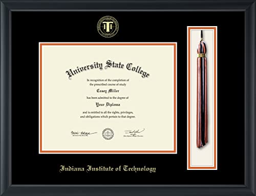 Indiana Institute of Technology - Officially Licensed - Gold Embossed Tassel Diploma Frame - Document Size 10" x 8"