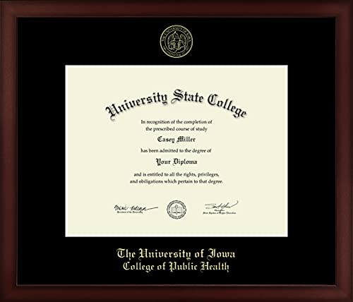 Framerly For The University of Iowa College of Public Health - Officially Licensed - Gold Embossed Diploma Frame - Document Size 11" x 8.5"