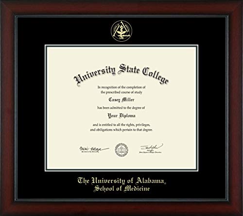 The University of Alabama at Birmingham School of Medicine - Officially Licensed - PhD - Gold Embossed Diploma Frame - Document Size 17" x 14"