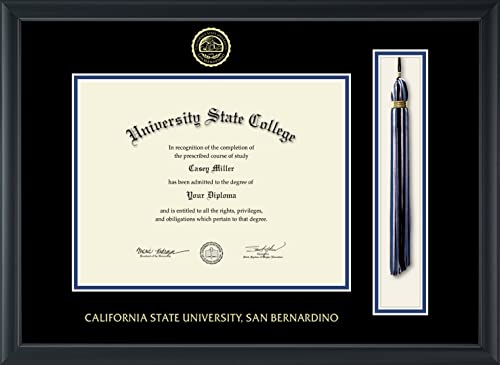 California State University San Bernardino - Officially Licensed - Gold Embossed Tassel Diploma Frame - Document Size 11" x 8.5"