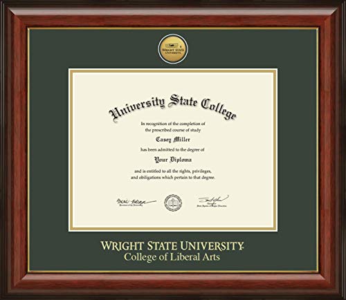 Wright State University College of Liberal Arts - Officially Licensed - Gold Medallion Diploma Frame - Document Size 11" x 8.5"