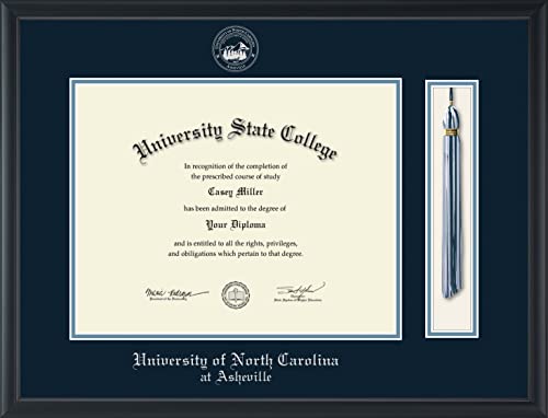 Framerly For University of North Carolina Asheville - Officially Licensed - Silver Embossed Tassel Diploma Frame - Document Size 14" x 11"