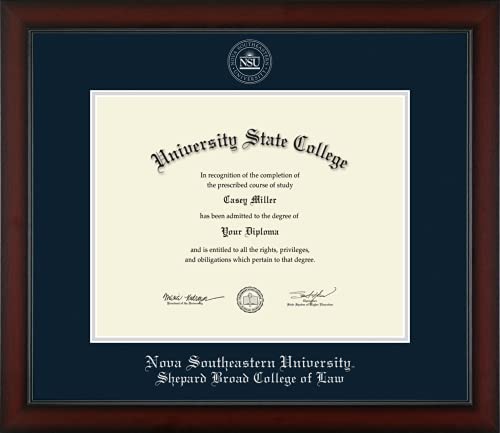 Nova Southeastern University Shepard Broad College of Law - Officially Licensed - Silver Embossed Diploma Frame - Document Size 14" x 11"