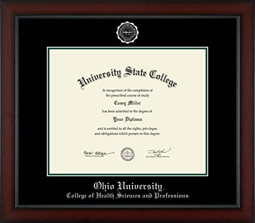 Ohio University College of Health Sciences and Professions - Officially Licensed - PhD - Silver Embossed Diploma Frame - Document Size 15" x 12"