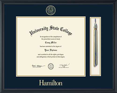 Hamilton College - Officially Licensed - Gold Embossed Tassel Diploma Frame - Document Size 14.5" x 12.5"