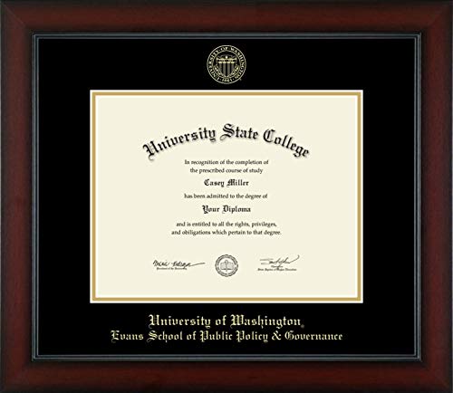 University of Washington Evans School of Public Policy & Governance - Officially Licensed - Gold Embossed Diploma Frame - Document Size 11" x 8.5"