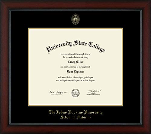 Johns Hopkins University School of Medicine - Officially Licensed - Gold Embossed Diploma Frame - Document Size 17" x 14"