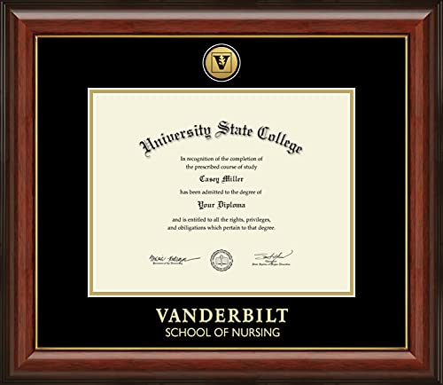 Vanderbilt University School of Nursing - Officially Licensed - Gold Medallion Diploma Frame - Document Size 11" x 8.5"