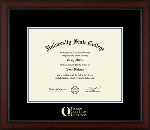 Florida Gulf Coast University - Officially Licensed - Master's/PhD - Gold Embossed Diploma Frame - Document Size 14" x 11"