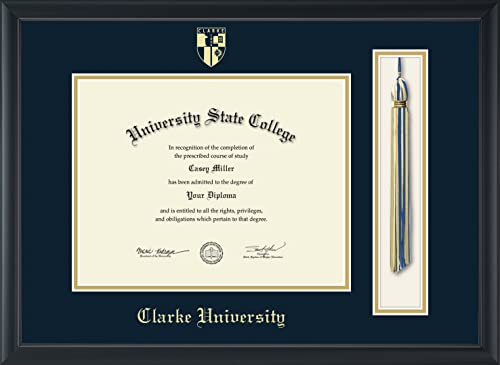 Clarke University - Officially Licensed - Gold Embossed Tassel Diploma Frame - Document Size 11" x 8.5"