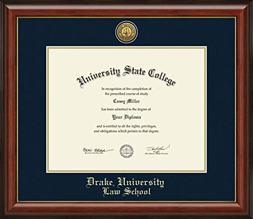 Drake University Law School - Officially Licensed - Gold Medallion Diploma Frame - Document Size 14" x 11"