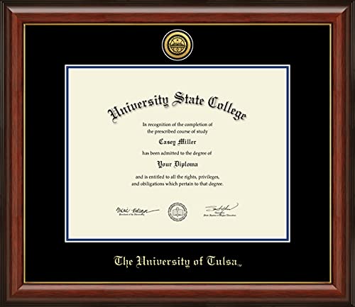 The University of Tulsa - Officially Licensed - Gold Medallion Diploma Frame - Document Size 14" x 11"